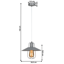 Visící lampa, šedá/kov, TINAN - Image 2