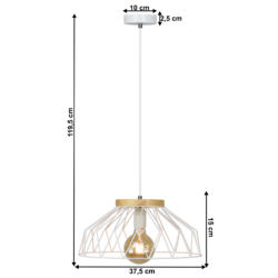 Visící lampa, bílá/přírodní, dřevo/kov, TREX TYP 2 - Image 2